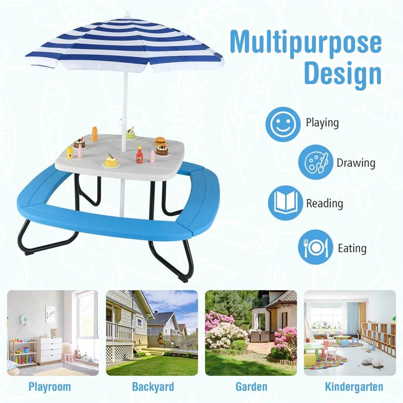 8-Person Kids Picnic Table Bench Set with Removable & Foldable Umbrella - Product image 20