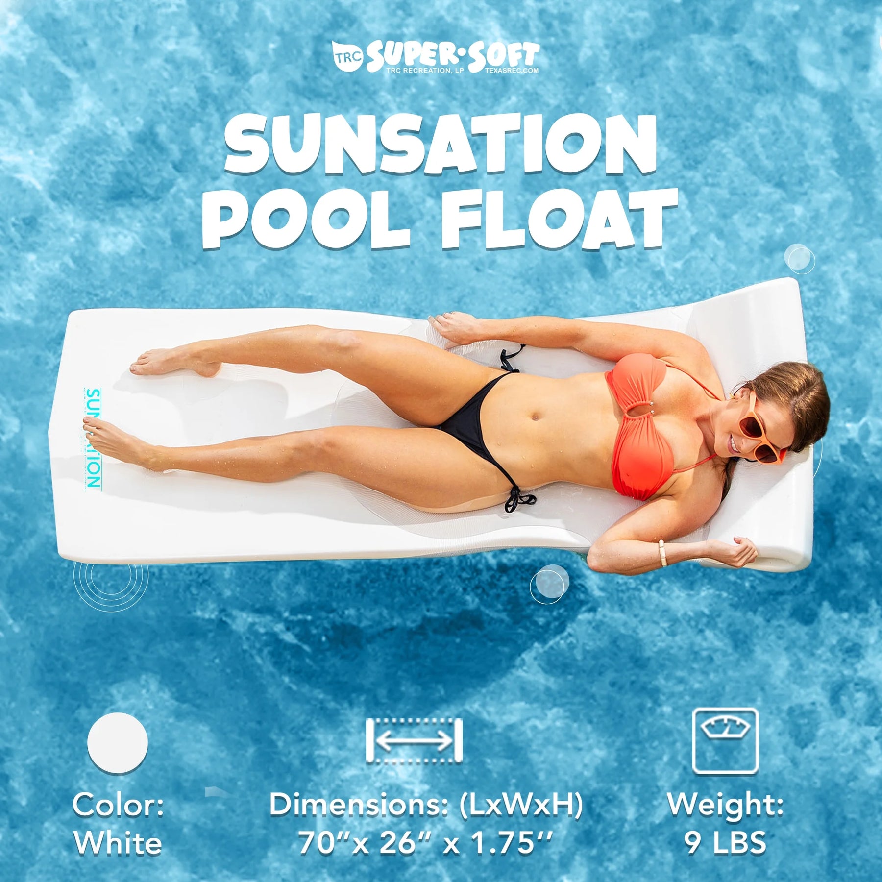 TRC Recreation Sunsation 1.75" Thick Foam Swimming Pool Lounge Float, Navy - Product image 31