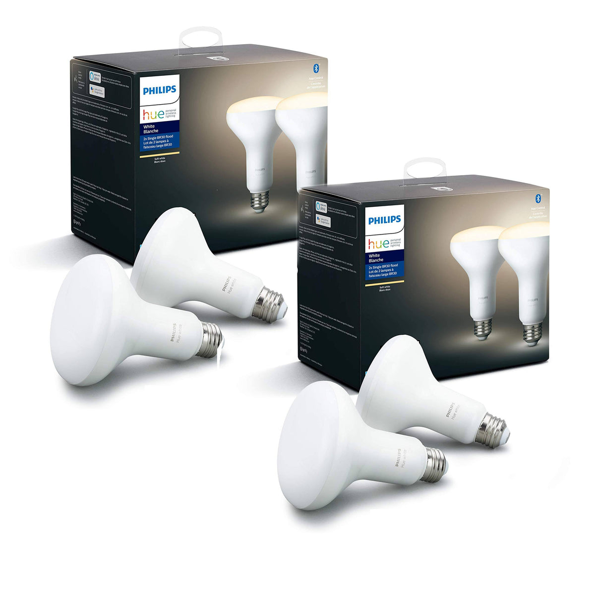 Philips Hue White Smart BR30 Bulbs with Bluetooth, Hue Hub Compatible- 4 Pack, 538173-4 - Product image 1