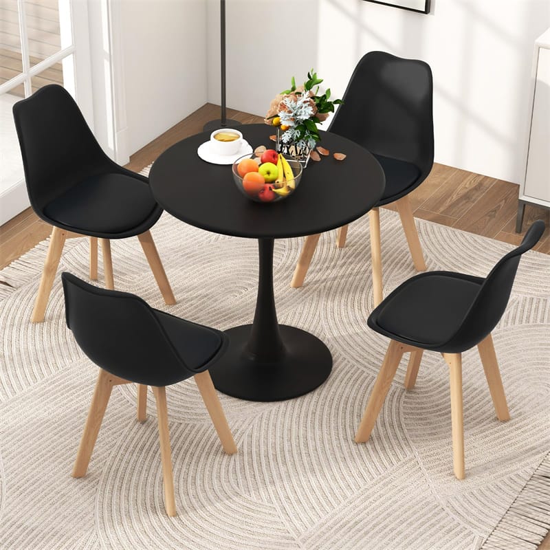 Modern 5-Piece Round Dining Table Set for 4, 32" Kitchen Table with 4 Chairs & Solid Wood Legs - Product image 7