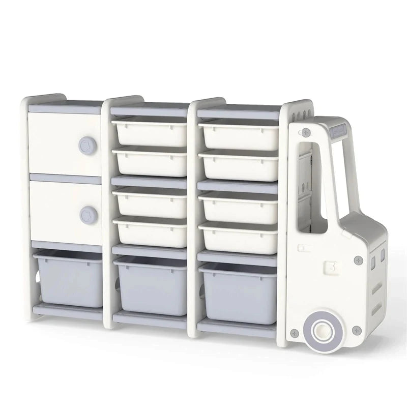 Truck-Shaped Kids Toy Storage Organizer with 11 Removable Bins, 2 Cabinets & Top Shelf - Product image 3