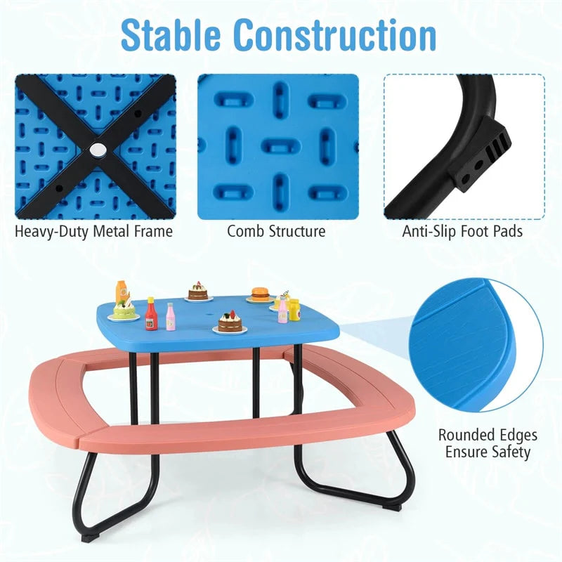 8-Person Kids Picnic Table Bench Set with Removable & Foldable Umbrella - Product image 29