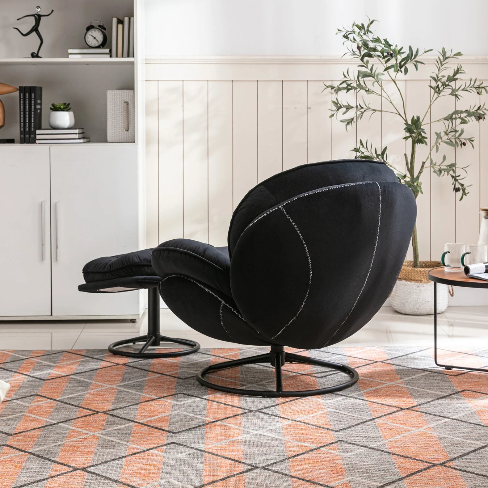 Velvet Swivel Accent Chair with Ottoman, Modern Chaise Lounge Chair with Metal Frame and Footstool - Product image 22