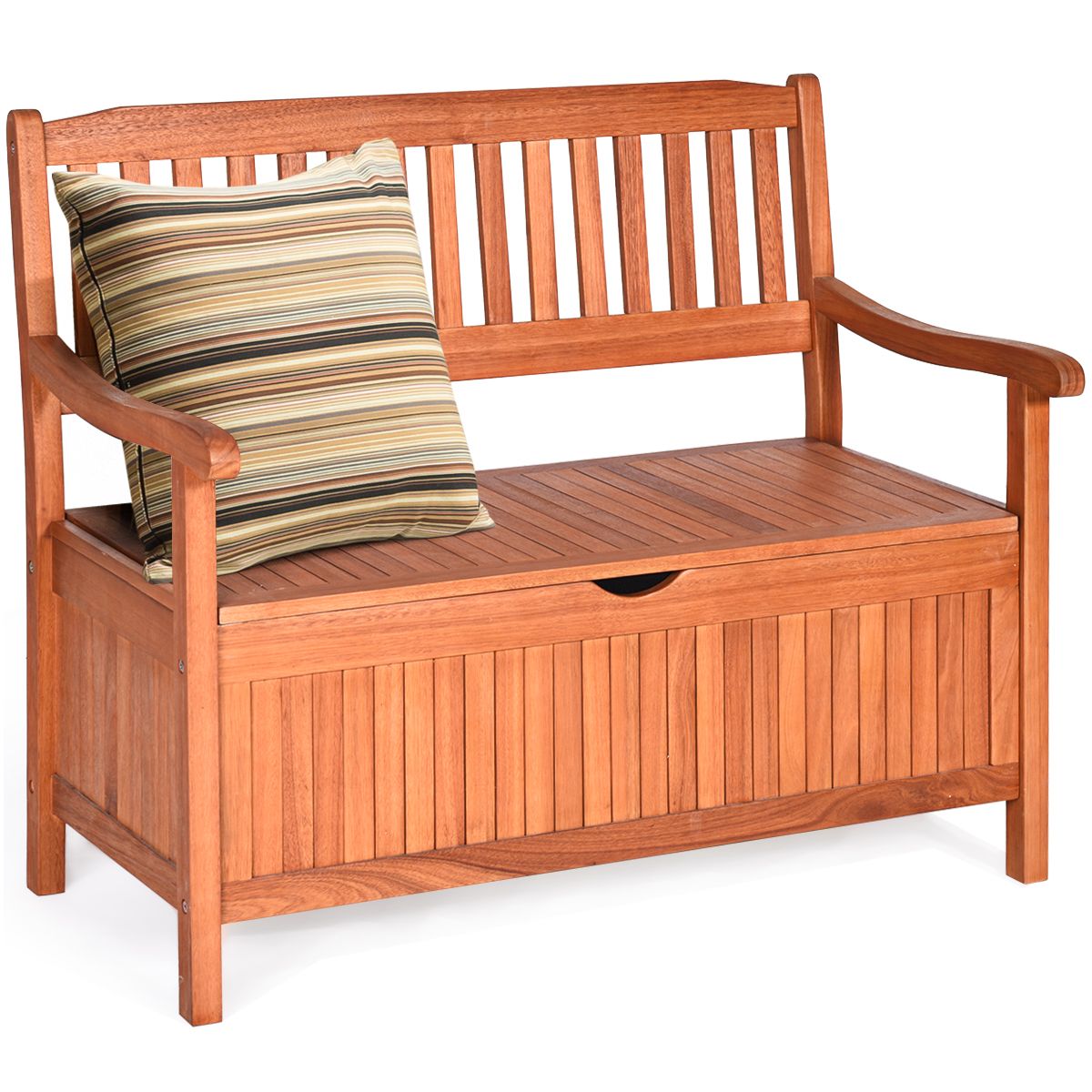 2-Seater Garden Bench 107 x 59 x 90 CM in Acacia Wood with Storage Compartment for Garden Terrace Balcony -