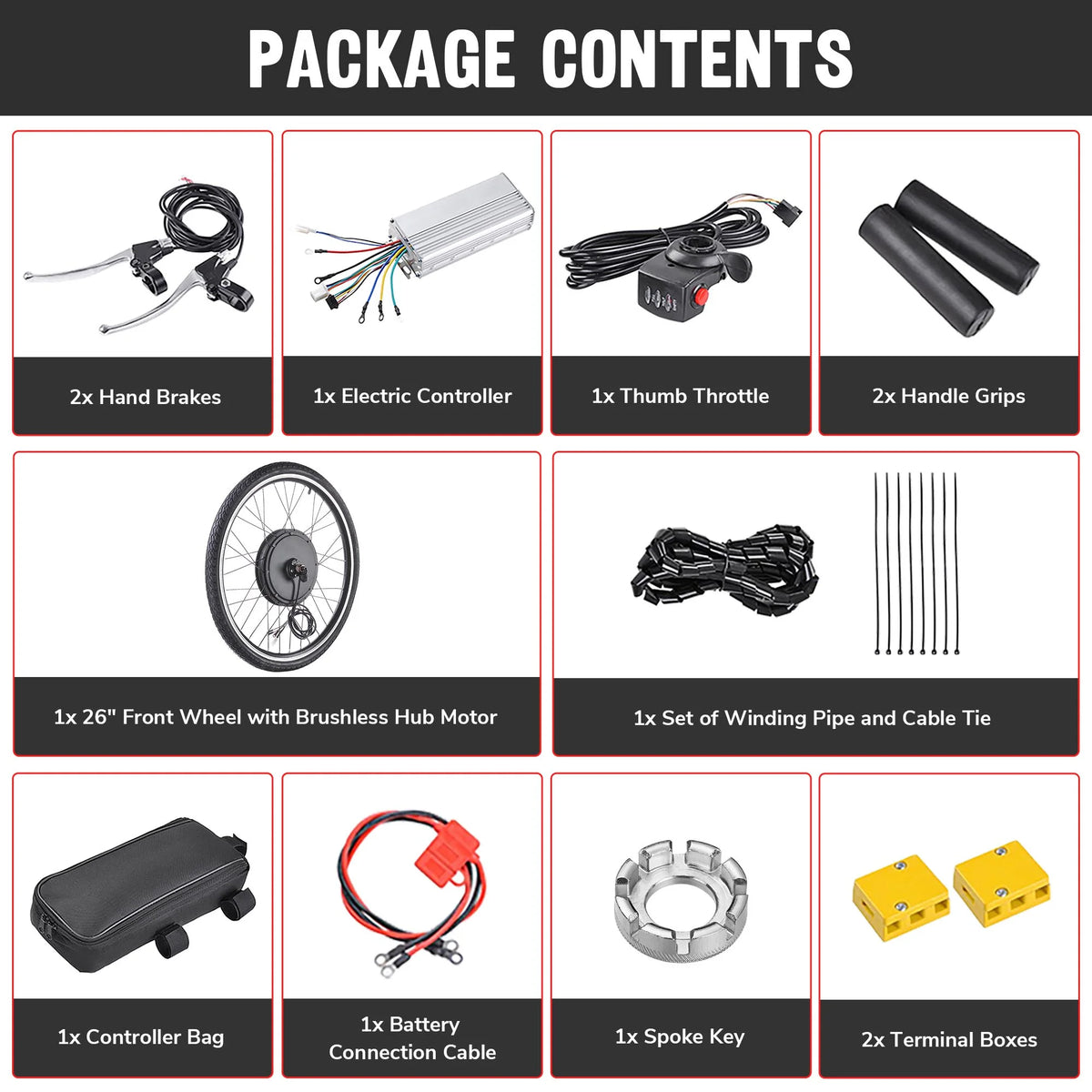 Yescom Electric Bike Conversion Kit 48V 1000W 26" Front Wheel E - Bike Conversion Kit Dual Mode Controller - Product image 9