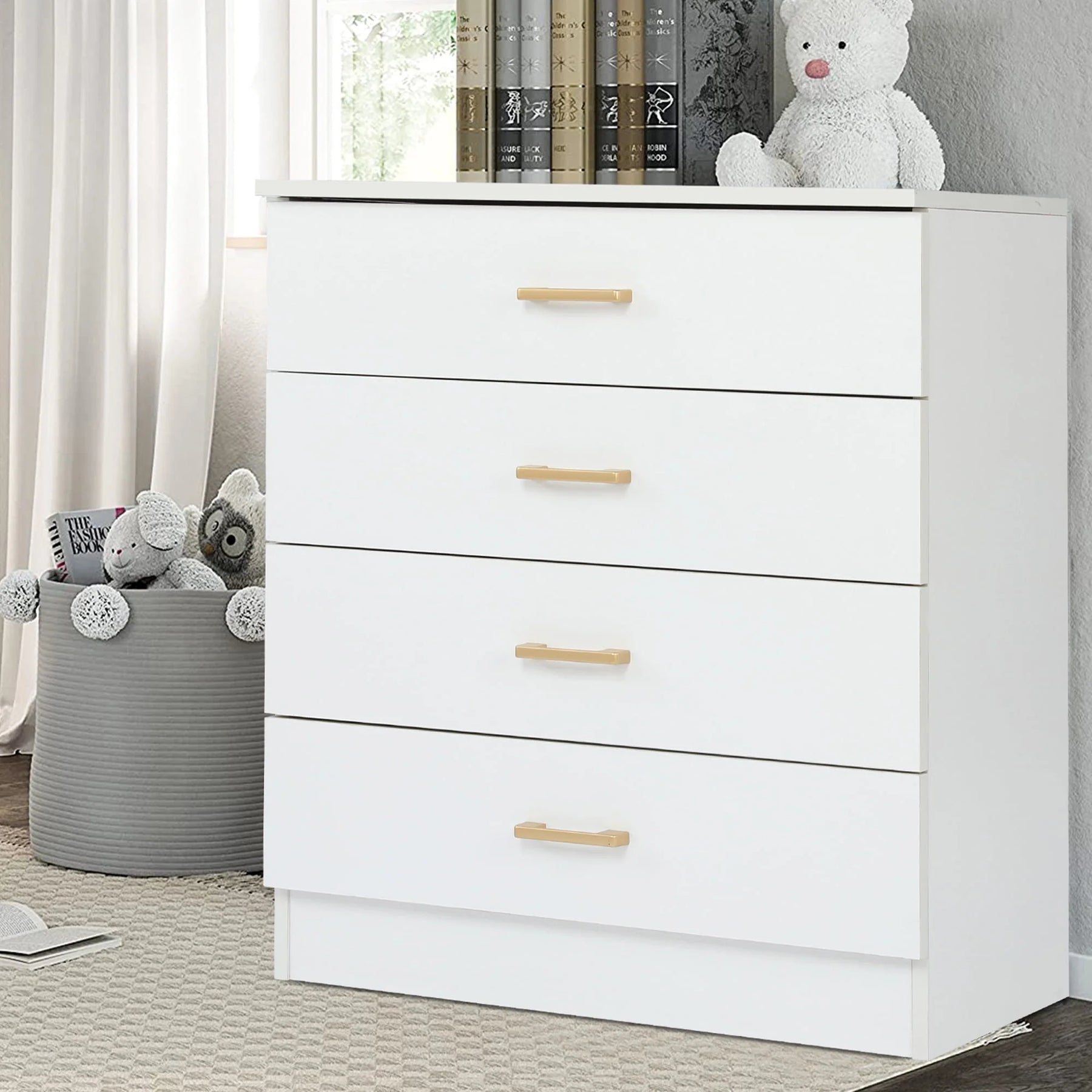 Segmart Black Chest of 4 Drawers, Wood Bedroom Furniture Chest Cabinet with Metal Handles for Kids Room - Product image 5