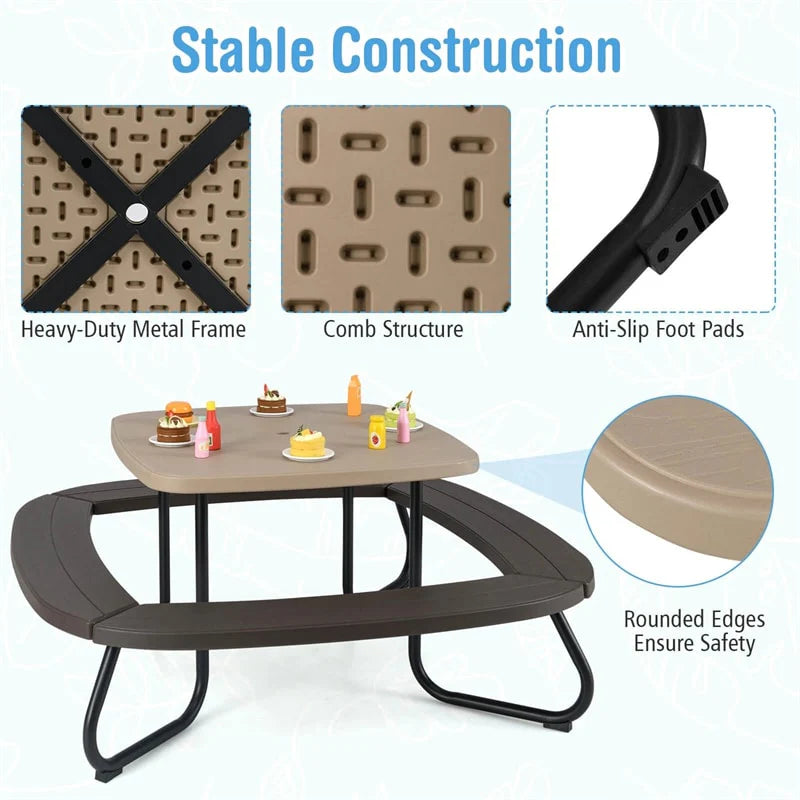 8-Person Kids Picnic Table Bench Set with Removable & Foldable Umbrella - Product image 5