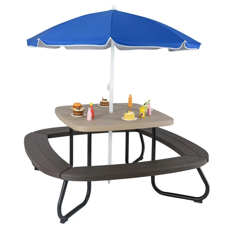 8-Person Kids Picnic Table Bench Set with Removable & Foldable Umbrella - Product image 2