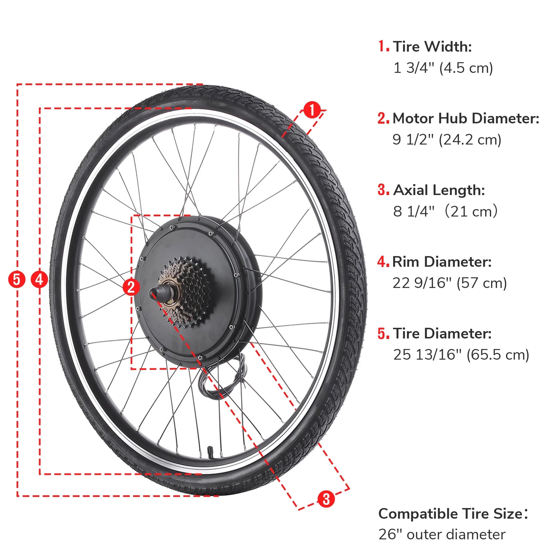 Yescom Electric Bike Conversion Kit 48V 1000W 26" Front Wheel E - Bike Conversion Kit Dual Mode Controller - Product image 12