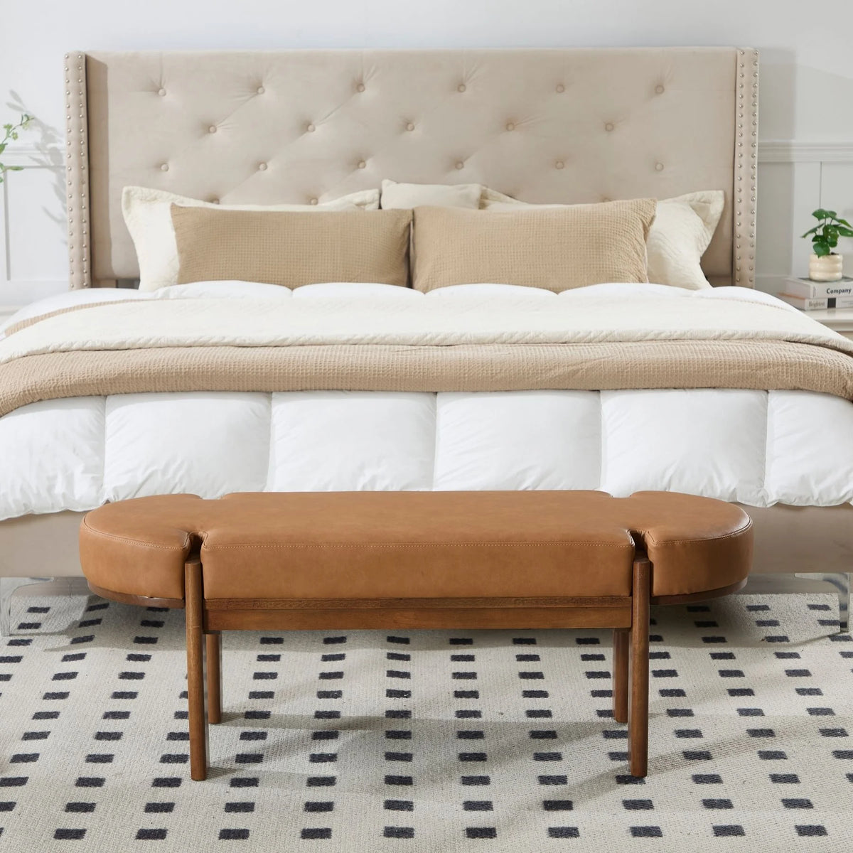 Dayalane 51" Modern Upholstered Bedroom Bench, Linen End of Bed Bench with Wooden Legs for Living Room - Product image 11