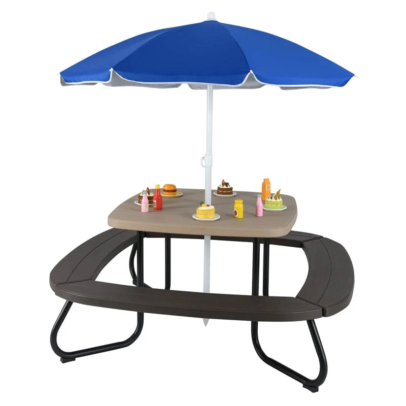 8-Person Kids Picnic Table Bench Set with Removable & Foldable Umbrella - Product image 10
