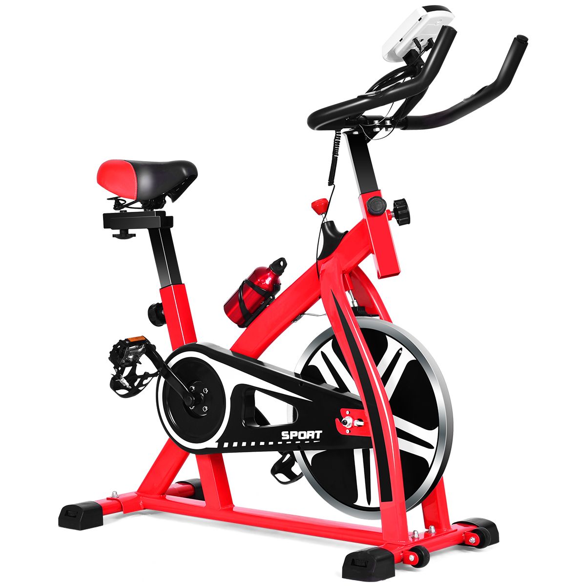 Indoor Exercise Bike with Flywheel 8 KG Silent Kettle Cup Holder LCD Screen Adjustable Saddle and Handlebar -