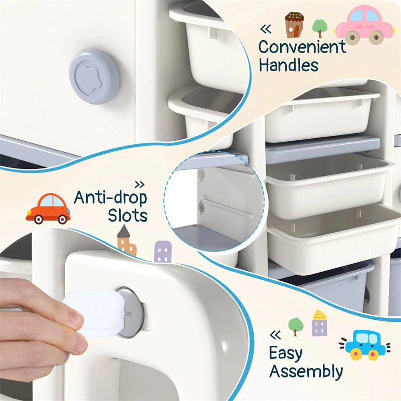 Truck-Shaped Kids Toy Storage Organizer with 11 Removable Bins, 2 Cabinets & Top Shelf - Product image 9