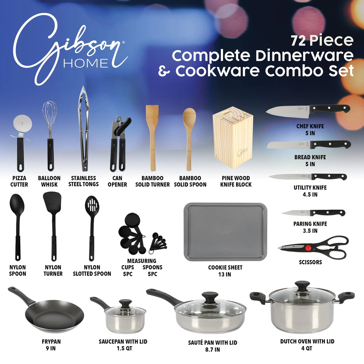Gibson Home 71 - Piece Stainless Steel Silver Cookware Combo Set - Product image 3