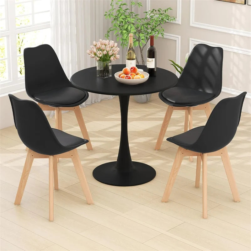 Modern 5-Piece Round Dining Table Set for 4, 32" Kitchen Table with 4 Chairs & Solid Wood Legs - Product image 15