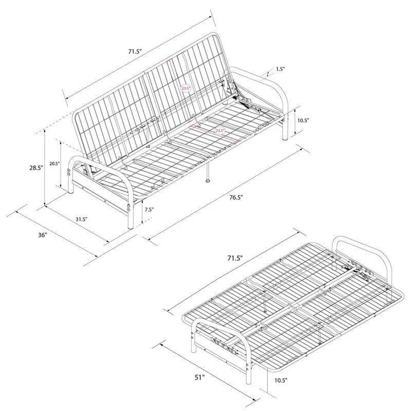DHP Vermont Metal Futon Frame, Black - Product image 3