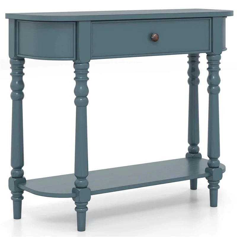 36" 2-Tier Retro Console Table with Storage Drawer & Open Shelf, Solid Wood Narrow Entryway Sofa Table for - Product image 23