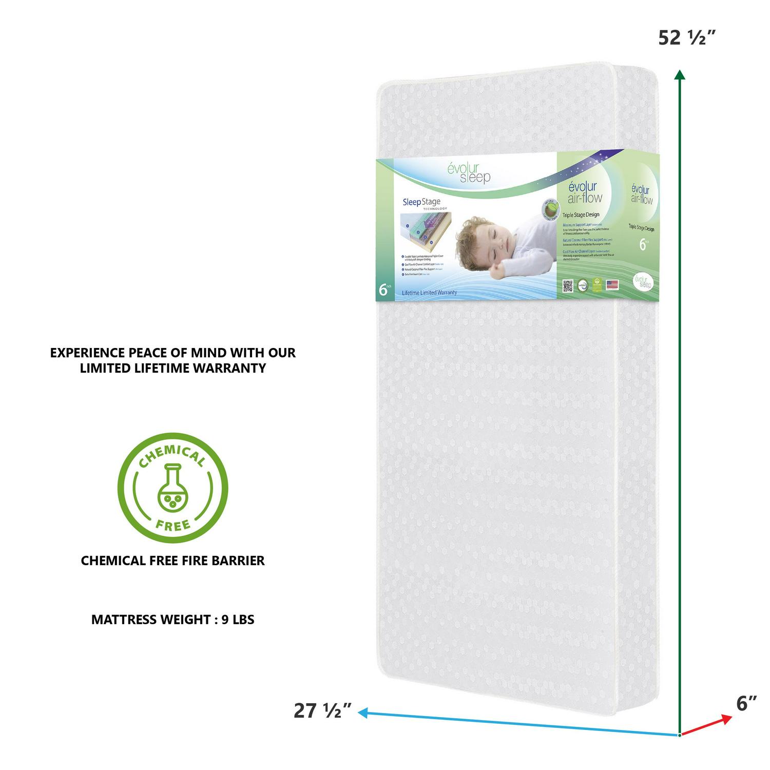 Evolur Sleep Triple Stage Air Flow Crib & Toddler Mattress - Product image 3