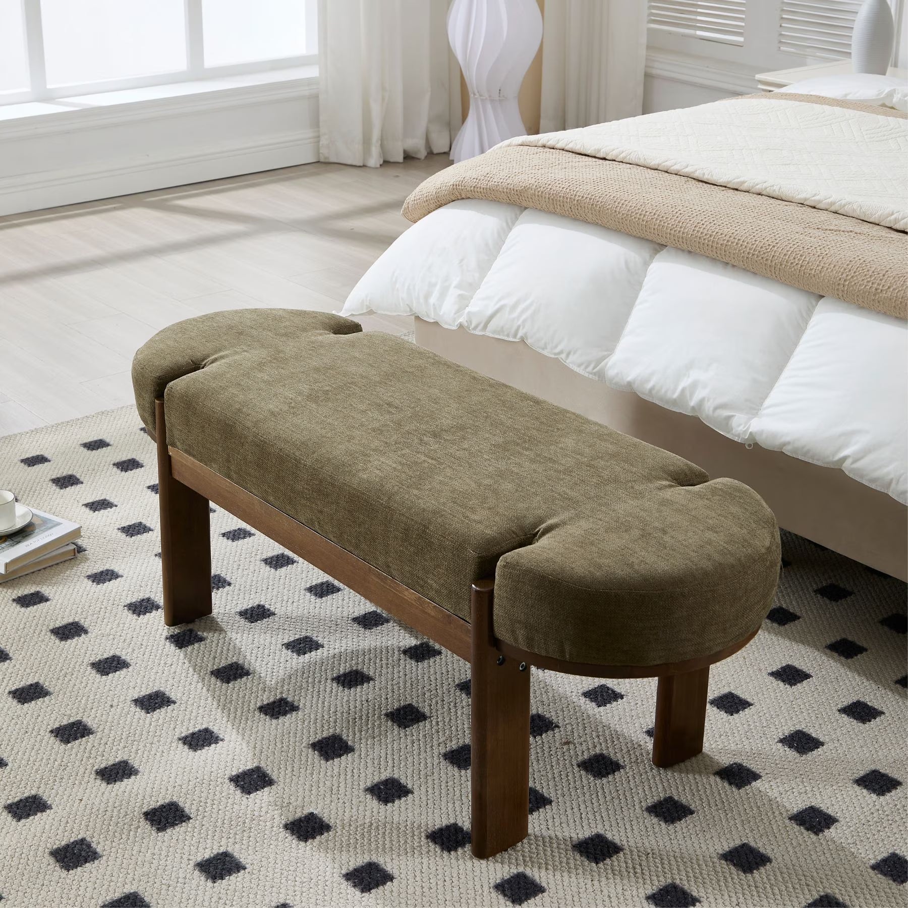 Dayalane 51" Modern Upholstered Bedroom Bench, Linen End of Bed Bench with Wooden Legs for Living Room - Product image 5