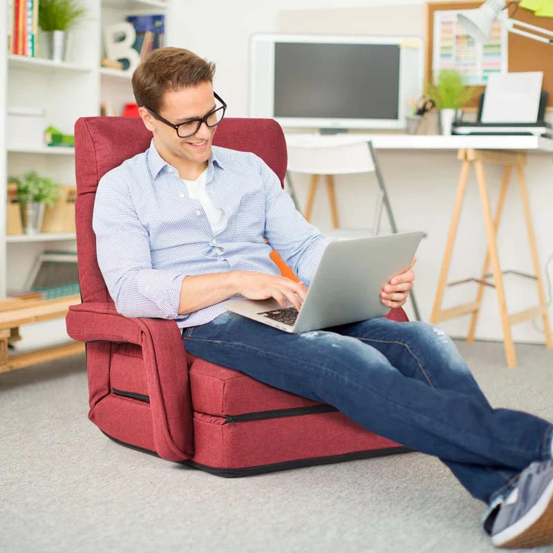 Folding Lazy Sofa Floor Chair with 6-Position Adjustable Backrest, Lumbar Pillow & Armrests - Product image 20