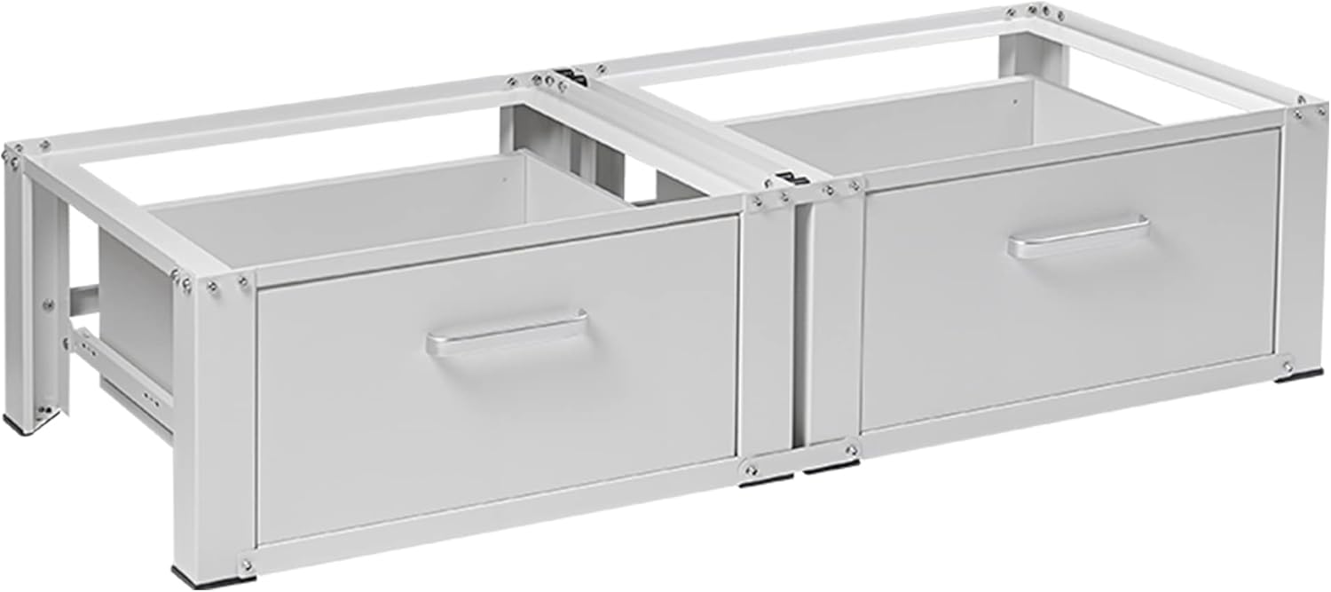 Vonia raised washing machine - Washing machine stand with integrated drawer - Double - White