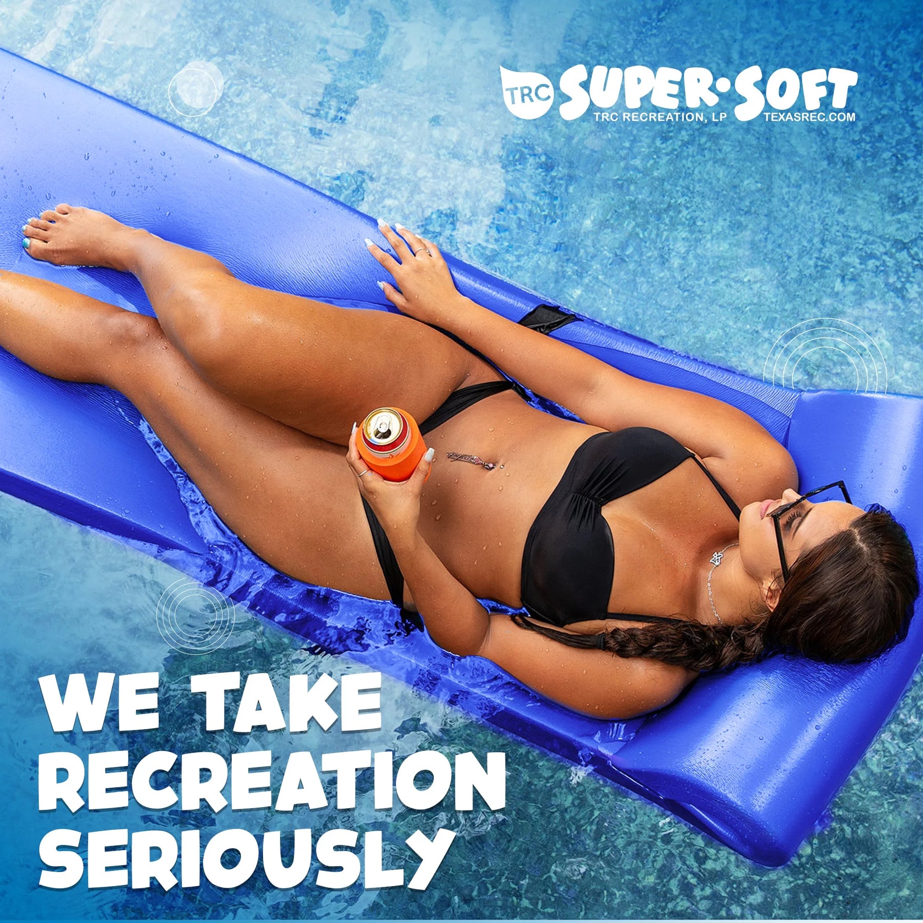 TRC Recreation Sunsation 1.75" Thick Foam Swimming Pool Lounge Float, Navy - Product image 72