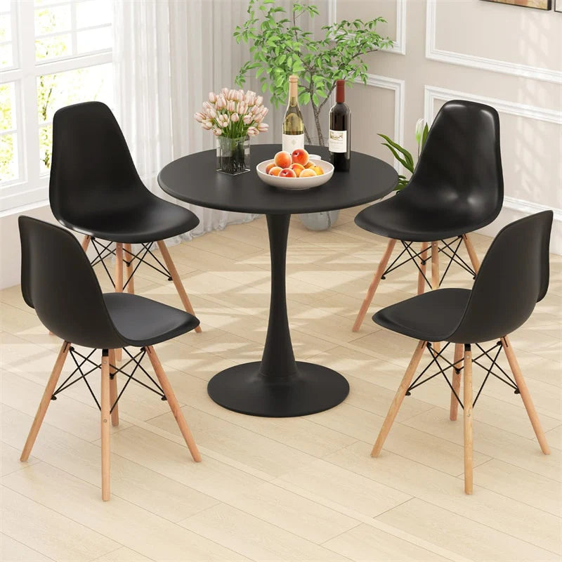 Modern 5-Piece Round Dining Table Set for 4, 32" Kitchen Table with 4 Chairs & Solid Wood Legs - Product image 2