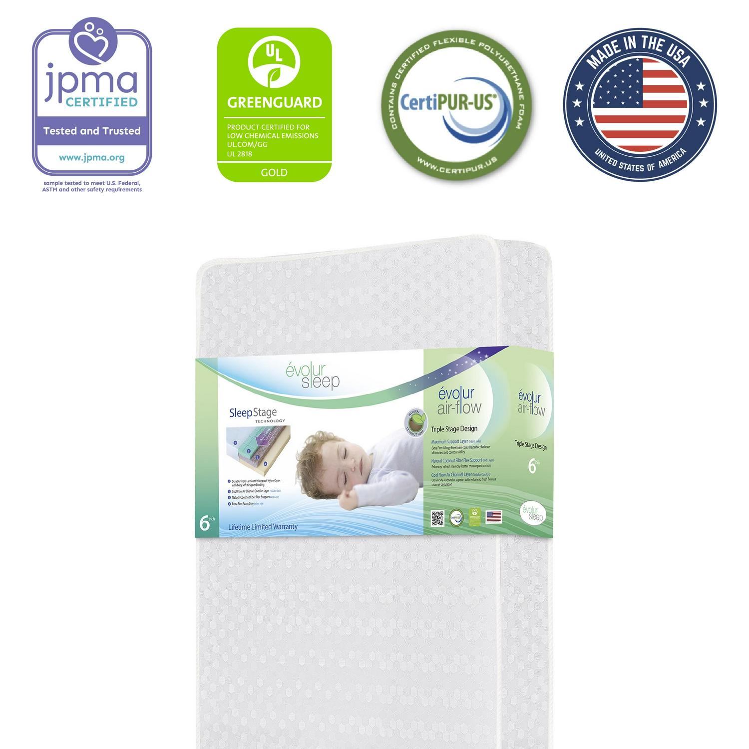 Evolur Sleep Triple Stage Air Flow Crib & Toddler Mattress - Product image 1