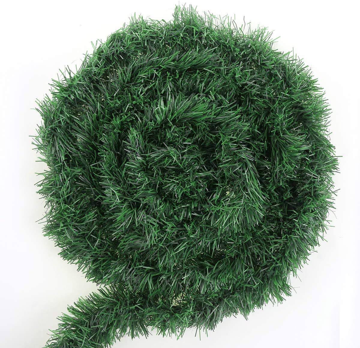 CCINEE 50 Feet Green Tinsel Garland Artificial Christmas Pine Decorative Garland Greenery Tinsel Stems - Product image 1