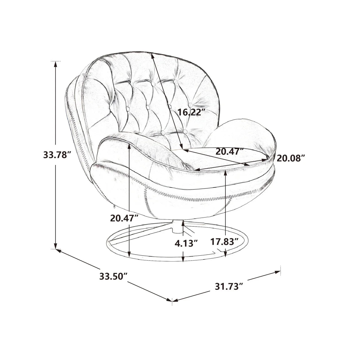Velvet Swivel Accent Chair with Ottoman, Modern Chaise Lounge Chair with Metal Frame and Footstool - Product image 2
