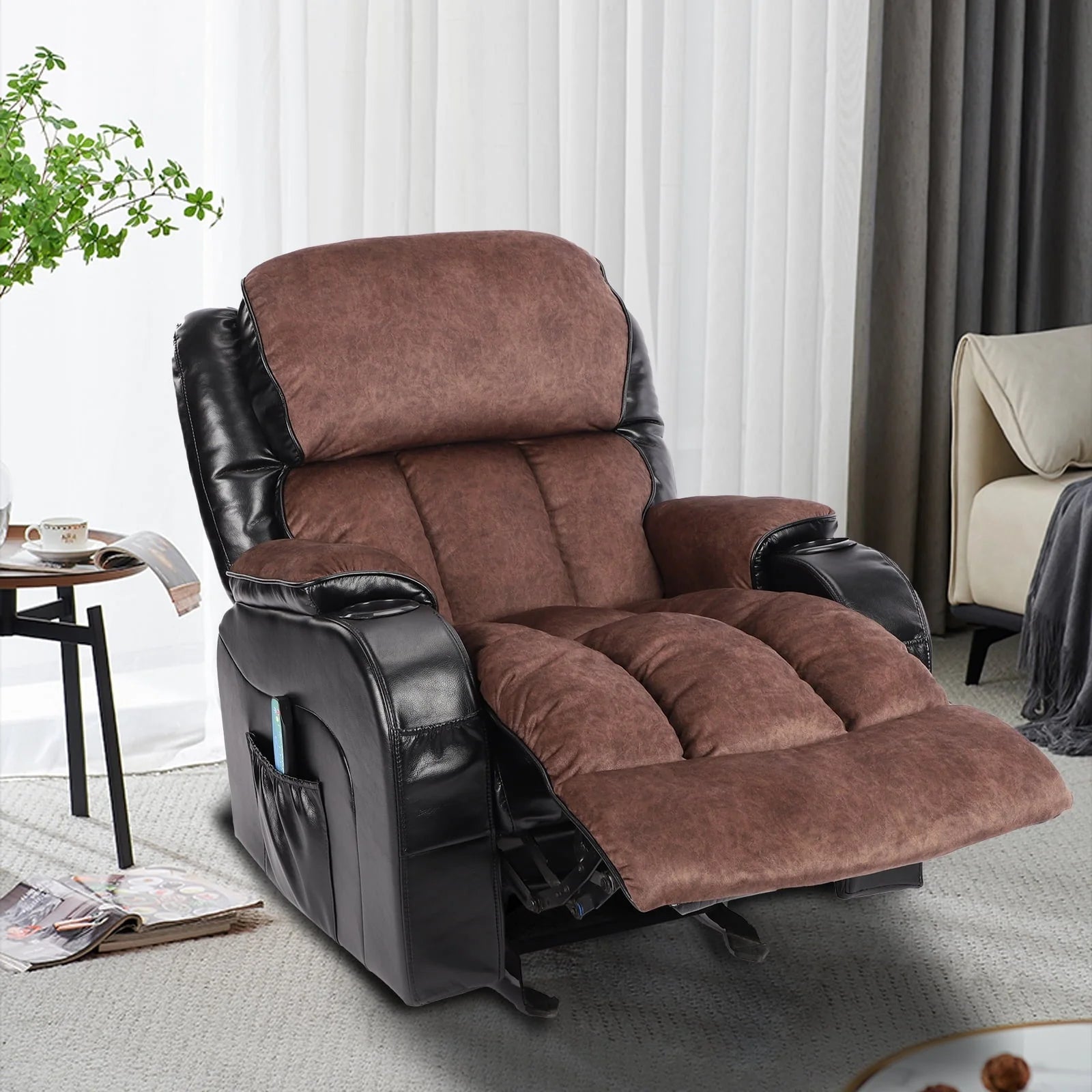Leather Massage Recliner Chair, Modern Electric Power Rocker with Heated Massage, Ergonomic Lounge Chair - Product image 5