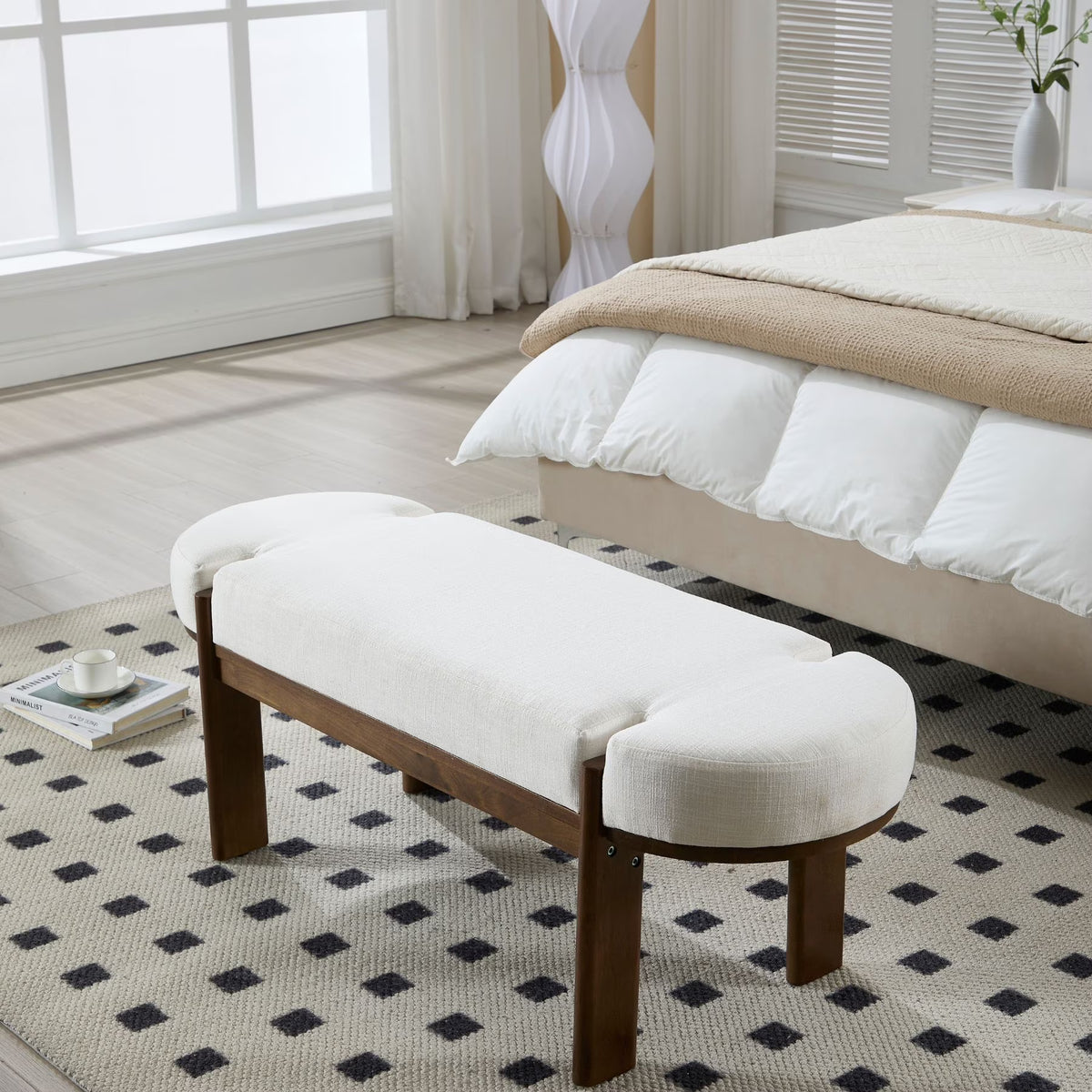 Dayalane 51" Modern Upholstered Bedroom Bench, Linen End of Bed Bench with Wooden Legs for Living Room - Product image 1