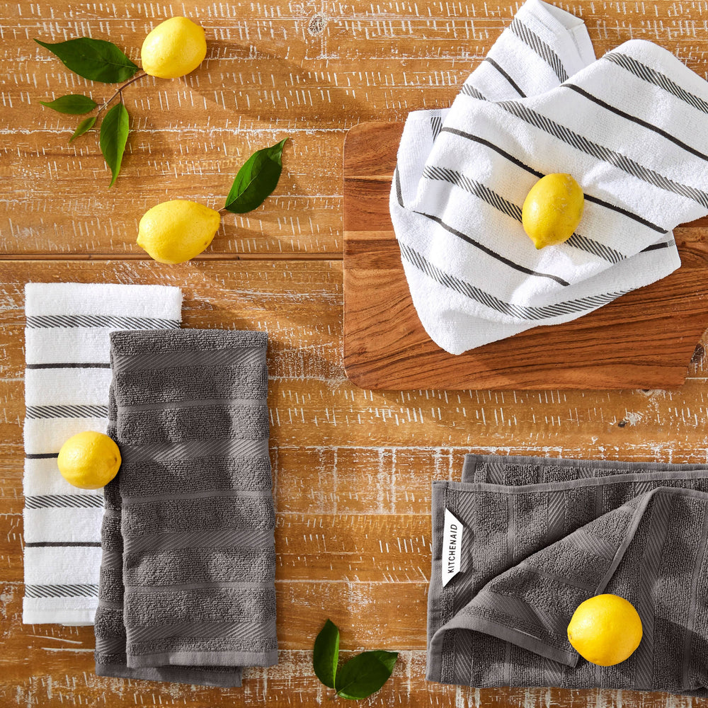 KitchenAid Albany Kitchen Towel, Set of 4 - Charcoal Grey