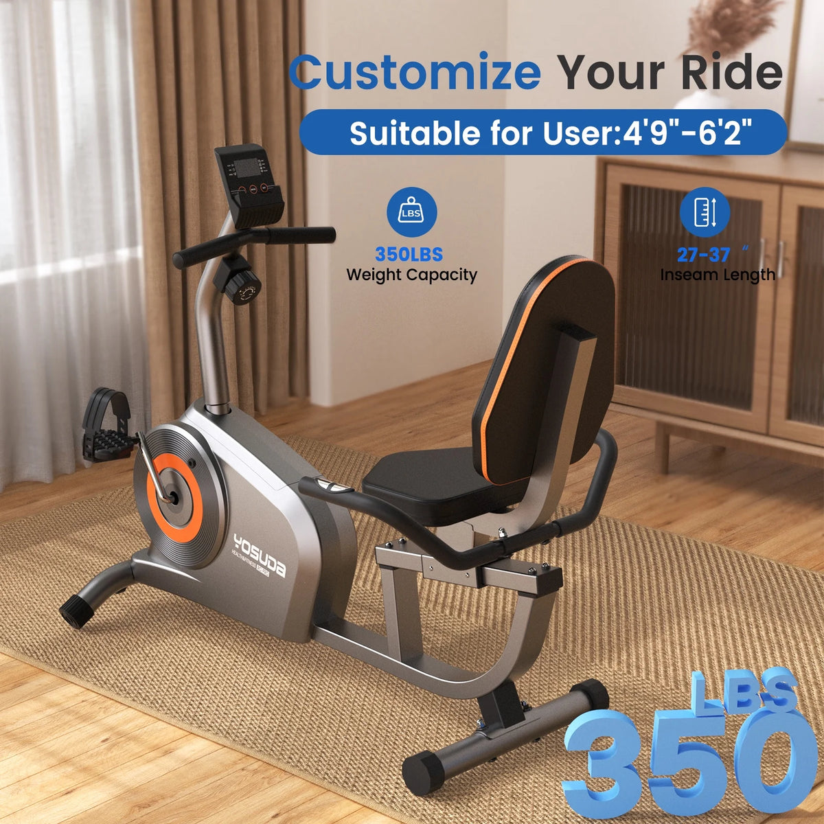 Yosuda Recumbent Exercise Bike for Senior for Home with 350 lb Capacity - Product image 4