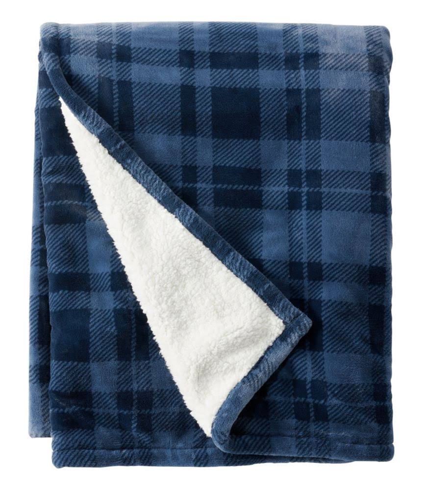 L.L.Bean Wicked Plush Sherpa Throw Plaid Large Sheets Bedding Nautical : One Size