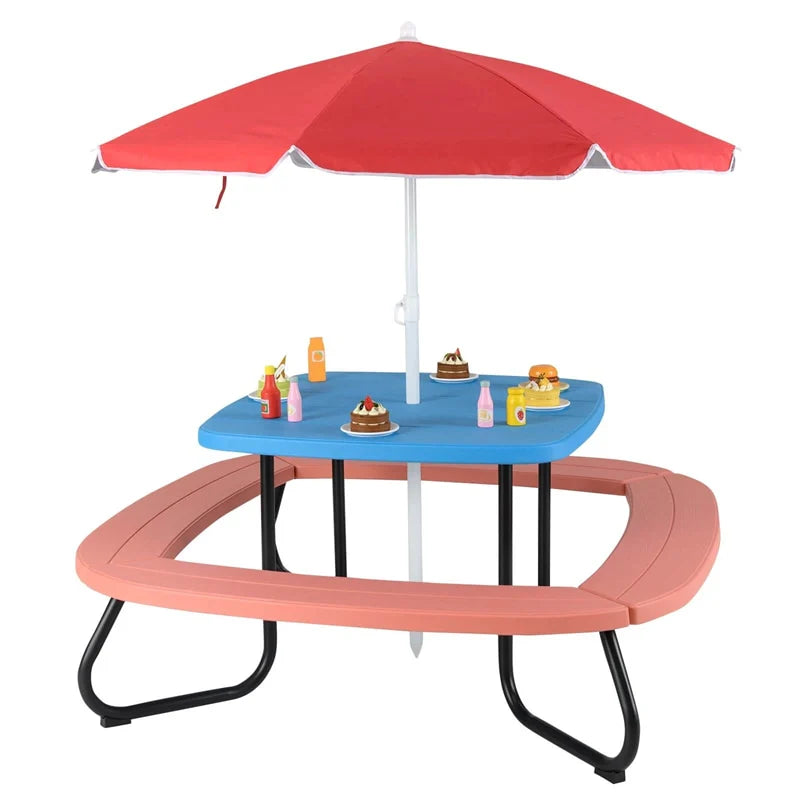 8-Person Kids Picnic Table Bench Set with Removable & Foldable Umbrella - Product image 24