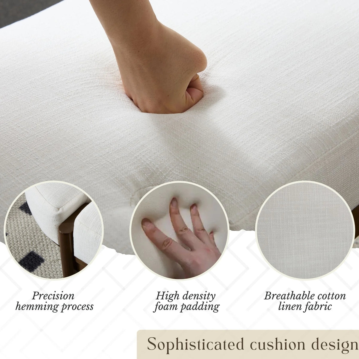 Dayalane 51" Modern Upholstered Bedroom Bench, Linen End of Bed Bench with Wooden Legs for Living Room - Product image 6
