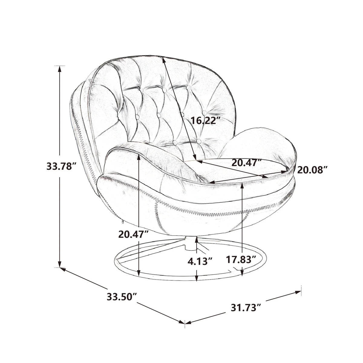 Velvet Swivel Accent Chair with Ottoman, Modern Chaise Lounge Chair with Metal Frame and Footstool - Product image 20