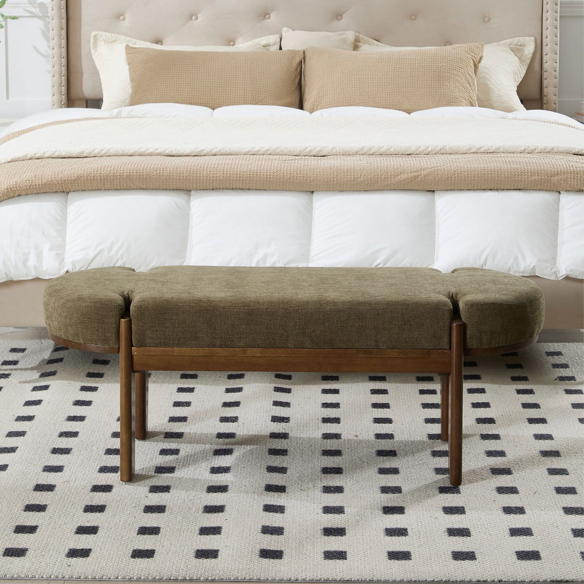 Dayalane 51" Modern Upholstered Bedroom Bench, Linen End of Bed Bench with Wooden Legs for Living Room - Product image 20