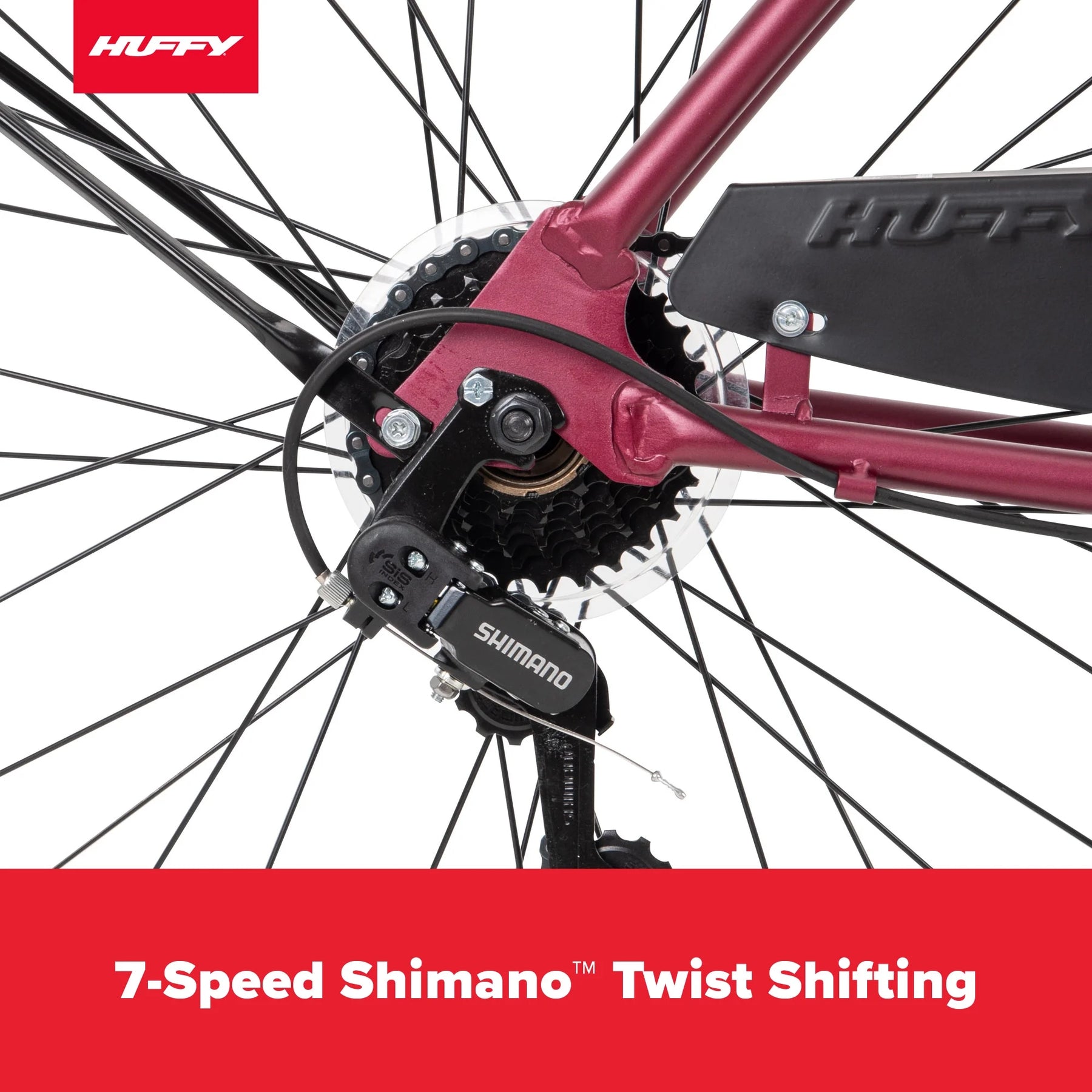 26" Huffy Lockland Cruiser Bike, 7 - Speeds, Padded Saddle, Pink, Ages 12+ - Product image 4
