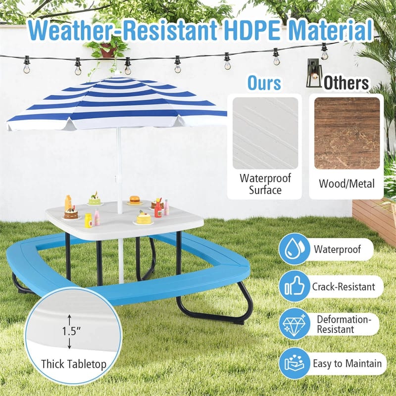 8-Person Kids Picnic Table Bench Set with Removable & Foldable Umbrella - Product image 16
