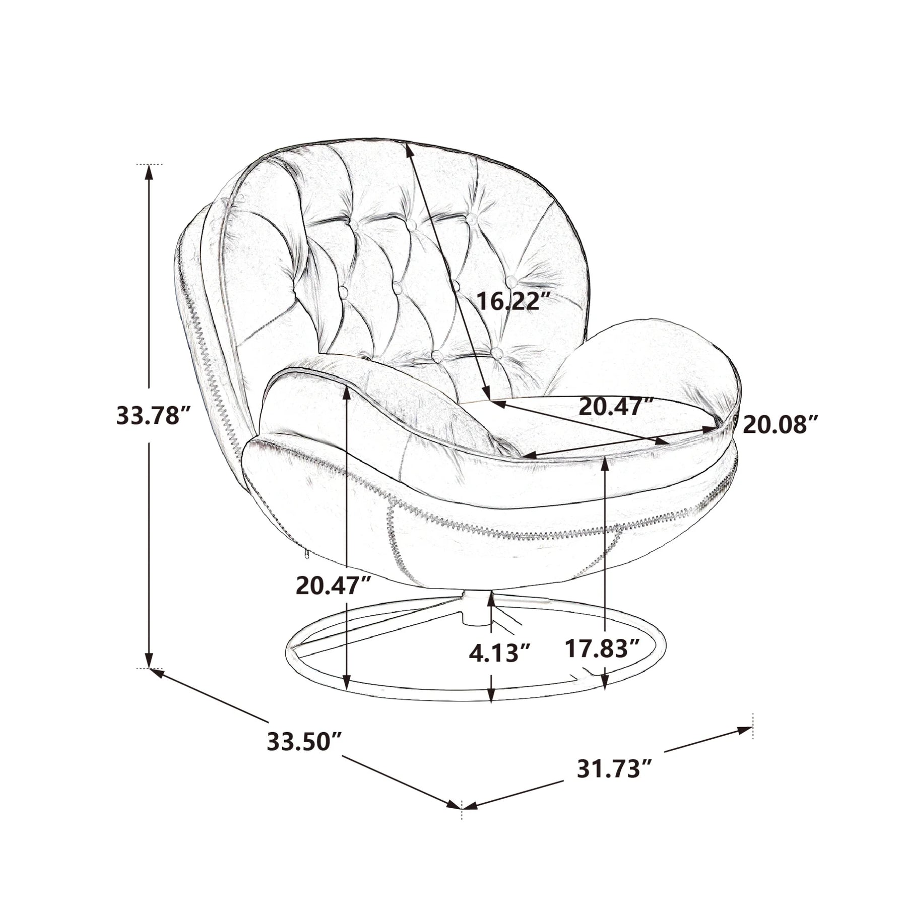 Velvet Swivel Accent Chair with Ottoman, Modern Chaise Lounge Chair with Metal Frame and Footstool - Product image 14