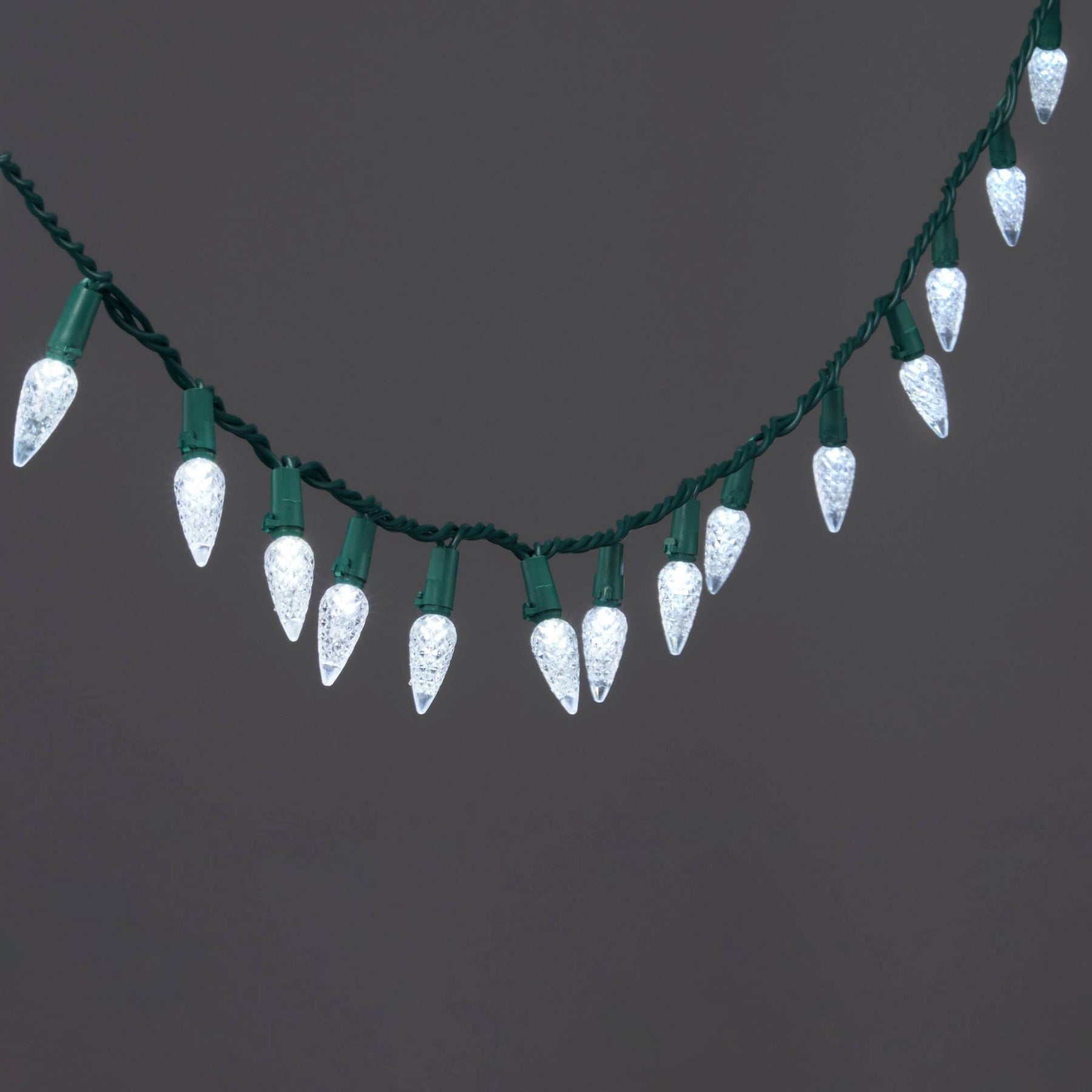 60ct LED C6 Faceted Christmas String Lights Cool White with Green Wire - Wondershop - Product image 1
