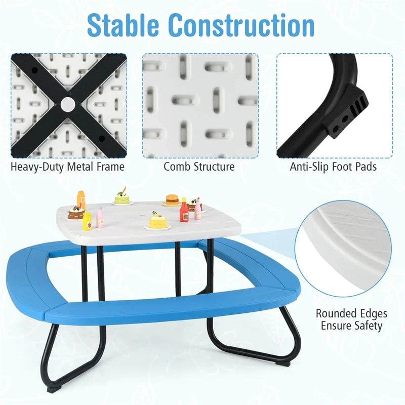 8-Person Kids Picnic Table Bench Set with Removable & Foldable Umbrella - Product image 17