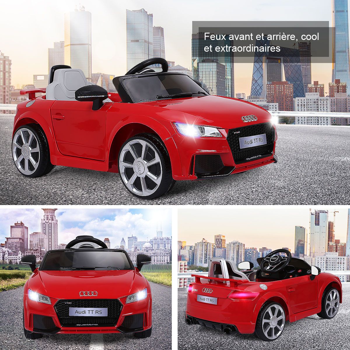 TTRS Electric Car for Children 12V Max. 5 Km/h Double Door with 2.4G Remote Control White/Red -