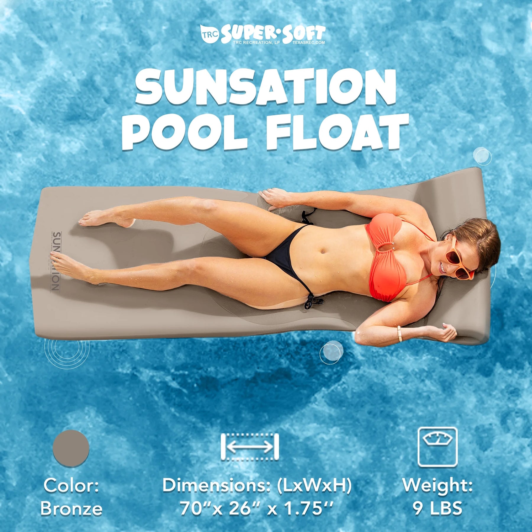 TRC Recreation Sunsation 1.75" Thick Foam Swimming Pool Lounge Float, Navy - Product image 21