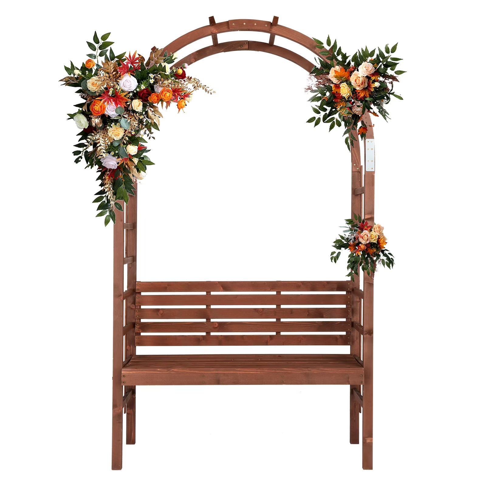 6.8FT Wooden Arch with Bench for 2 People, Garden Arbor Trellis for Climbing Plant - Product image 1