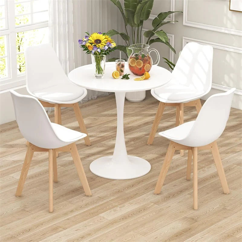 Modern 5-Piece Round Dining Table Set for 4, 32" Kitchen Table with 4 Chairs & Solid Wood Legs - Product image 27