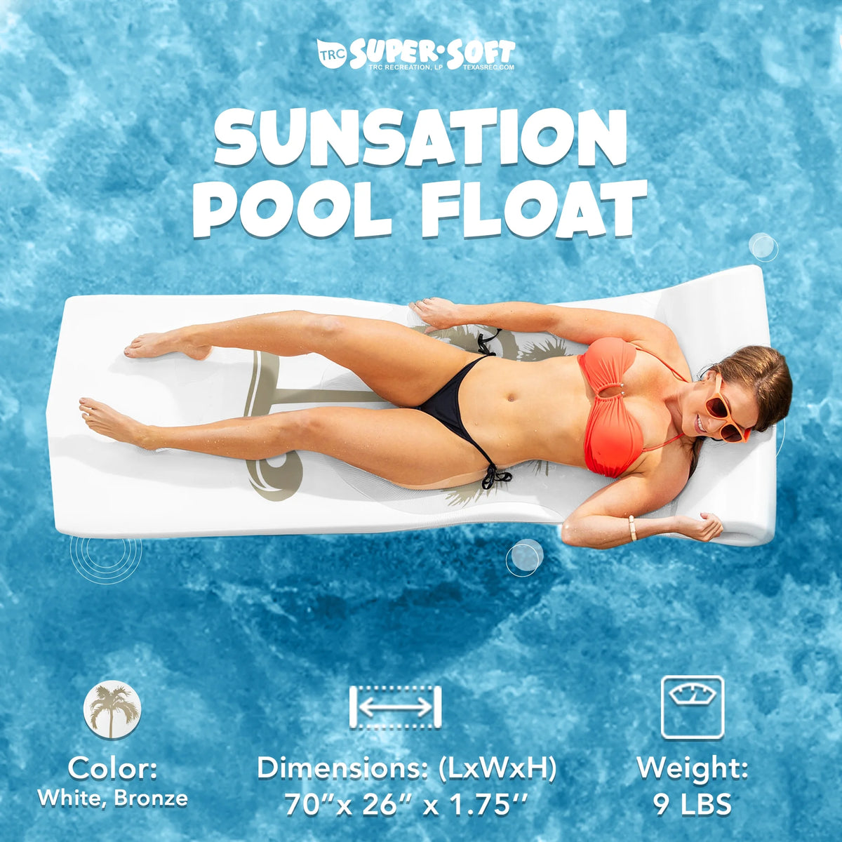 TRC Recreation Sunsation 1.75" Thick Foam Swimming Pool Lounge Float, Navy - Product image 41