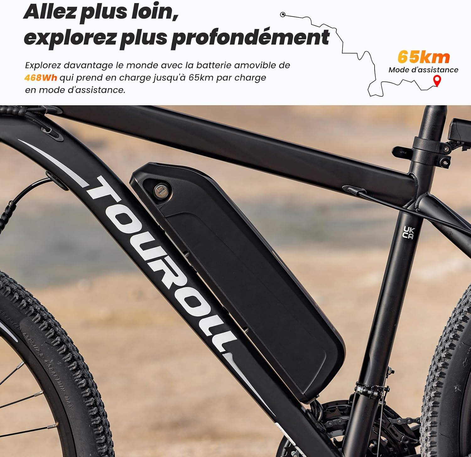 Touroll U1 Electric Bike, 26"/29" Electric Mountain Bike for Adults, 250 W Electric Mountain Bike, 13AH Removable Battery, Range 65 km, 21 Speed ​​E-Bike